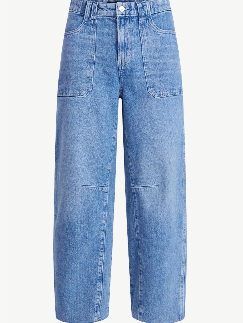 High-Rise Wide Leg Ankle Jeans - Light Blue